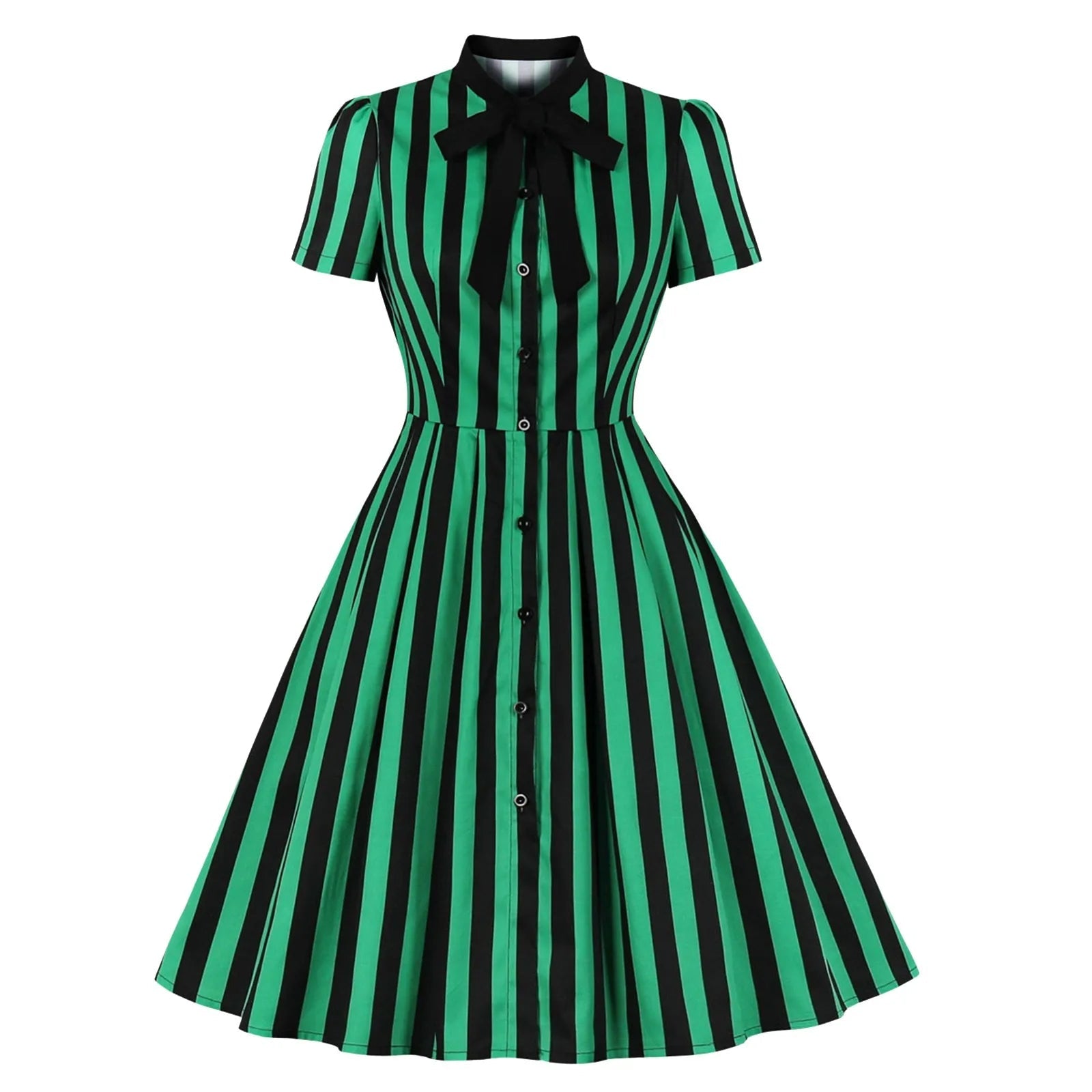 New Bowknot Skater Embroidery Stitching Retro Autumn Short Sleeve Casual Dress Mssaz Desses