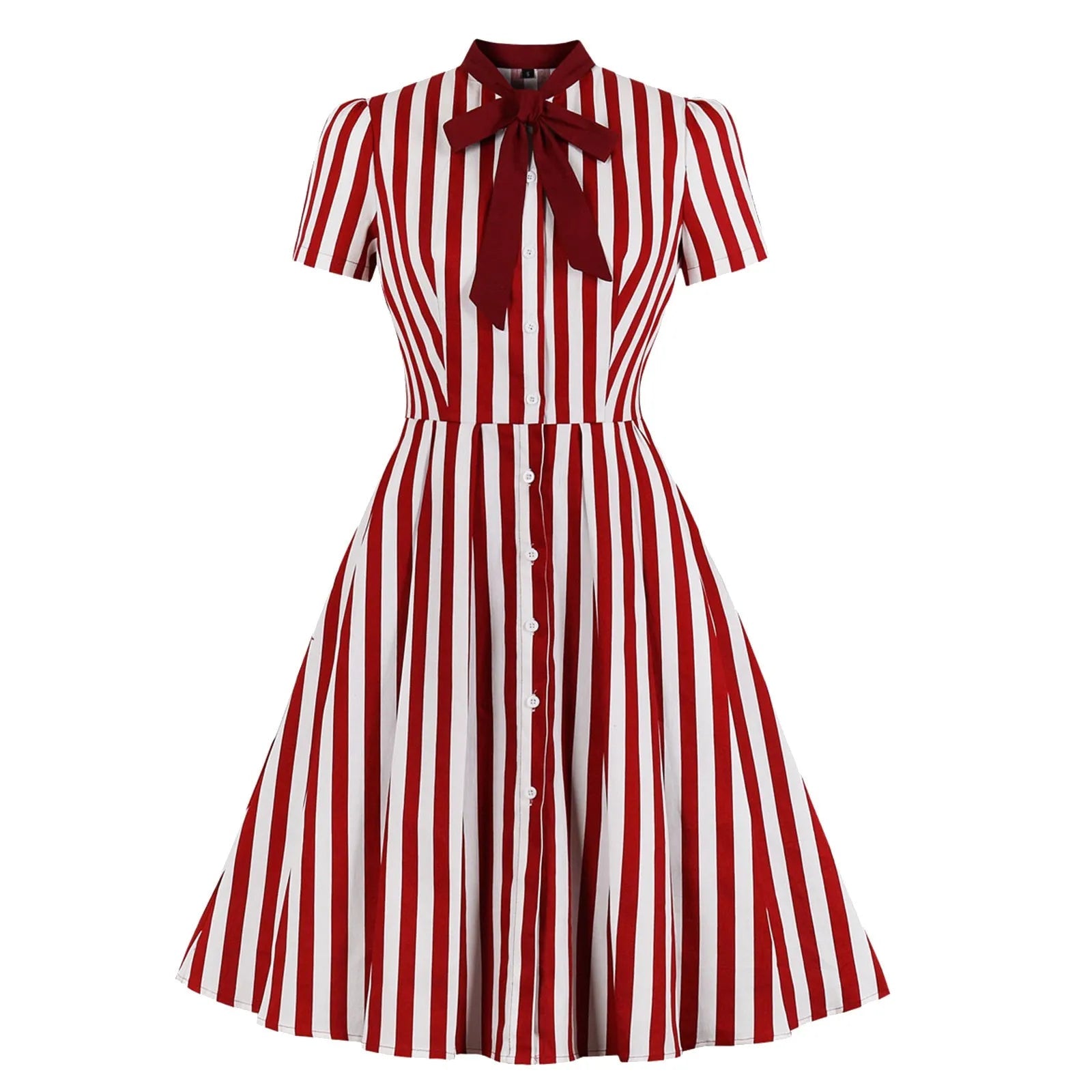 New Bowknot Skater Embroidery Stitching Retro Autumn Short Sleeve Casual Dress Mssaz Desses