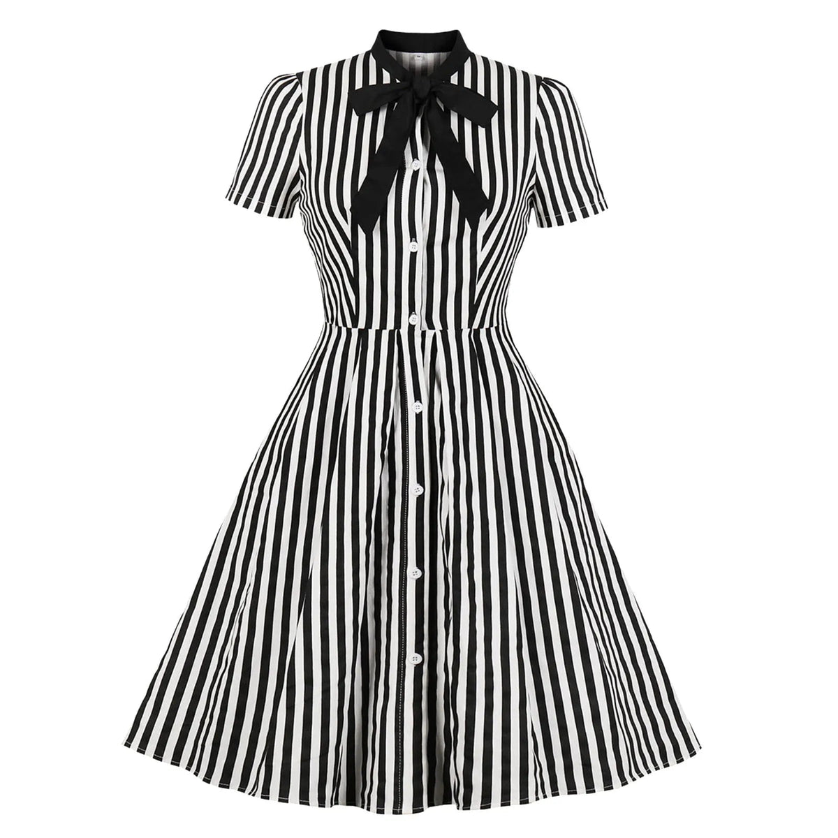 New Bowknot Skater Embroidery Stitching Retro Autumn Short Sleeve Casual Dress Mssaz Desses