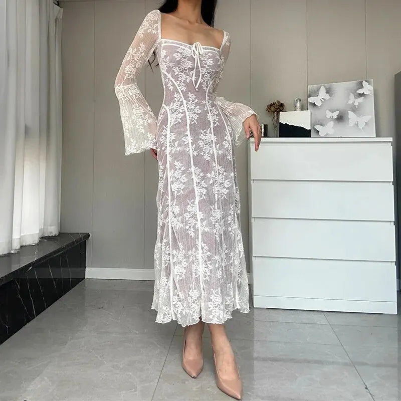 New Pure Lust Skinny Temperament Fishtail Lace Dress Mssaz Desses