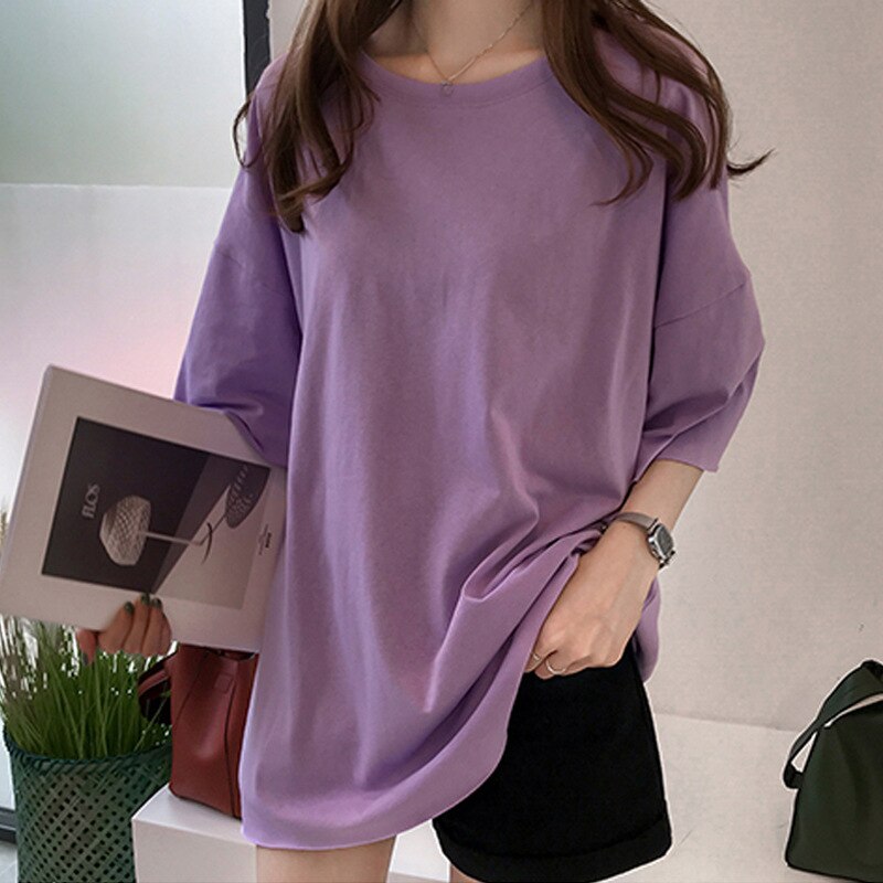 Candy Colors Short Sleeve Casual T-Shirts Mssza