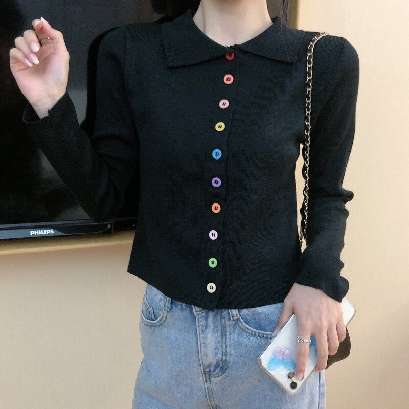New style single-breasted slim knit short t-shirt Mssza