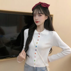 New style single-breasted slim knit short t-shirt Mssza