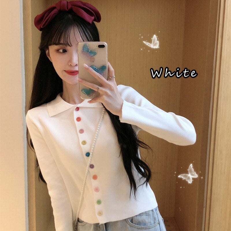 New style single-breasted slim knit short t-shirt Mssza