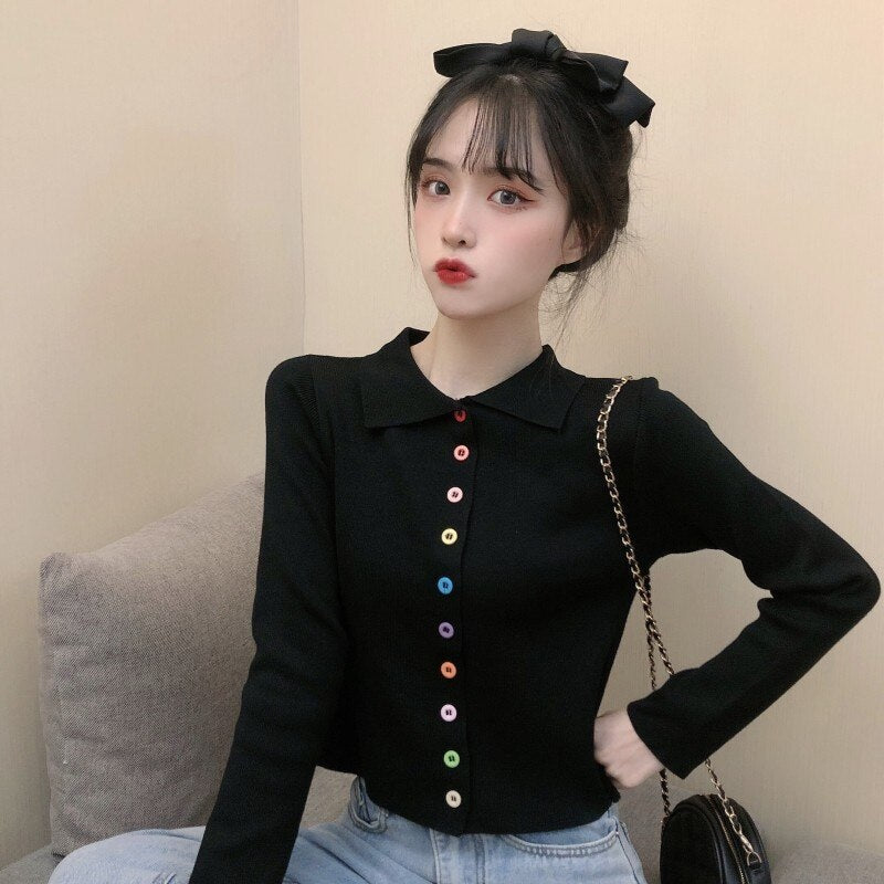 New style single-breasted slim knit short t-shirt Mssza