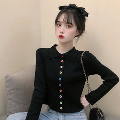 New style single-breasted slim knit short t-shirt Mssza