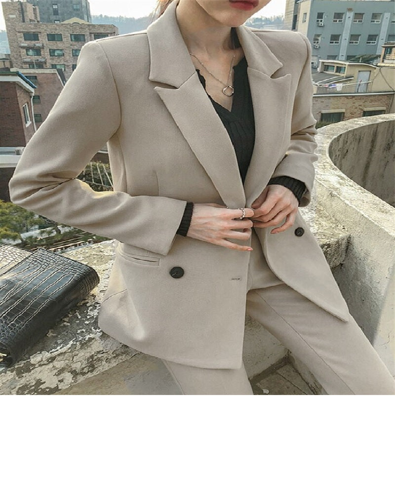 Normcore Solid Double Breasted Button Full Pocket Sets Mssza