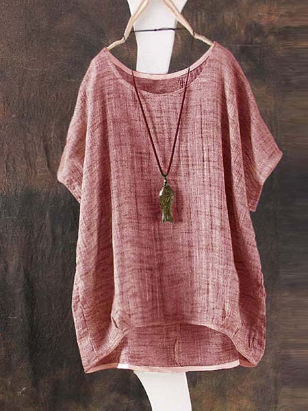 O-Neck Irregular Hem T-shirt Mssza