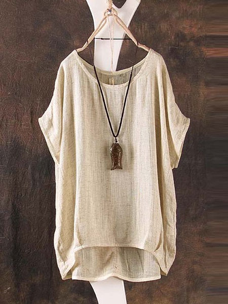 O-Neck Irregular Hem T-shirt Mssza