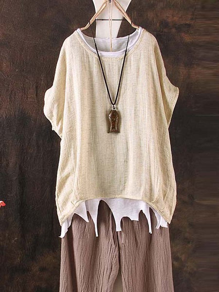 O-Neck Irregular Hem T-shirt Mssza