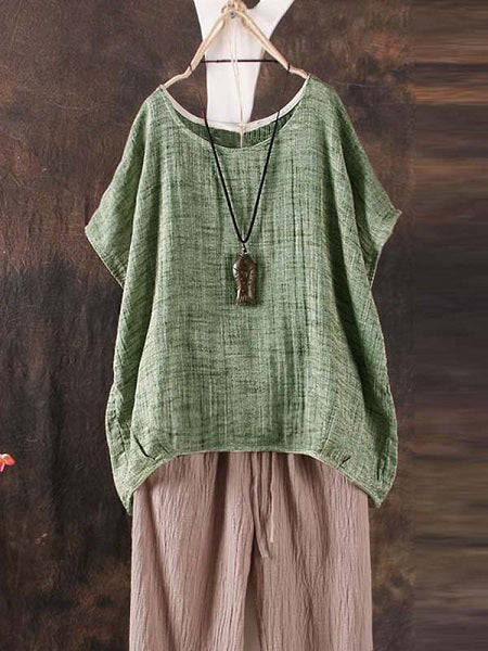 O-Neck Irregular Hem T-shirt Mssza