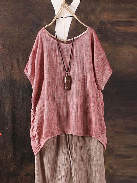 O-Neck Irregular Hem T-shirt Mssza