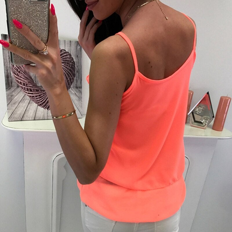 O Neck Ruffle Strap Casual Blouse Mssza