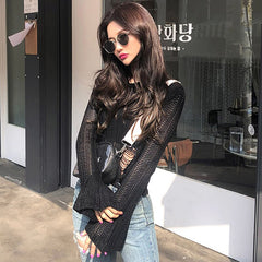 O Neck See Through Shirt Mssza