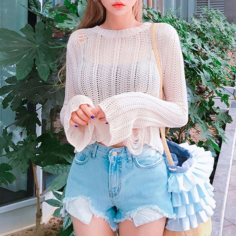 O Neck See Through Shirt Mssza