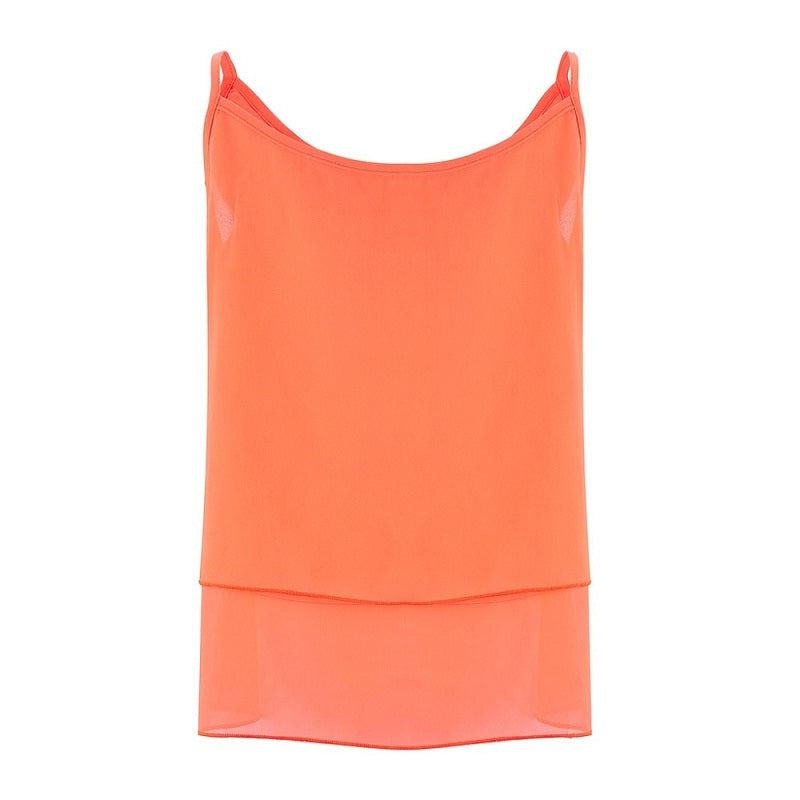 O Neck Tiered Strap Sleeveless Casual Chiffon Blouse Mssza