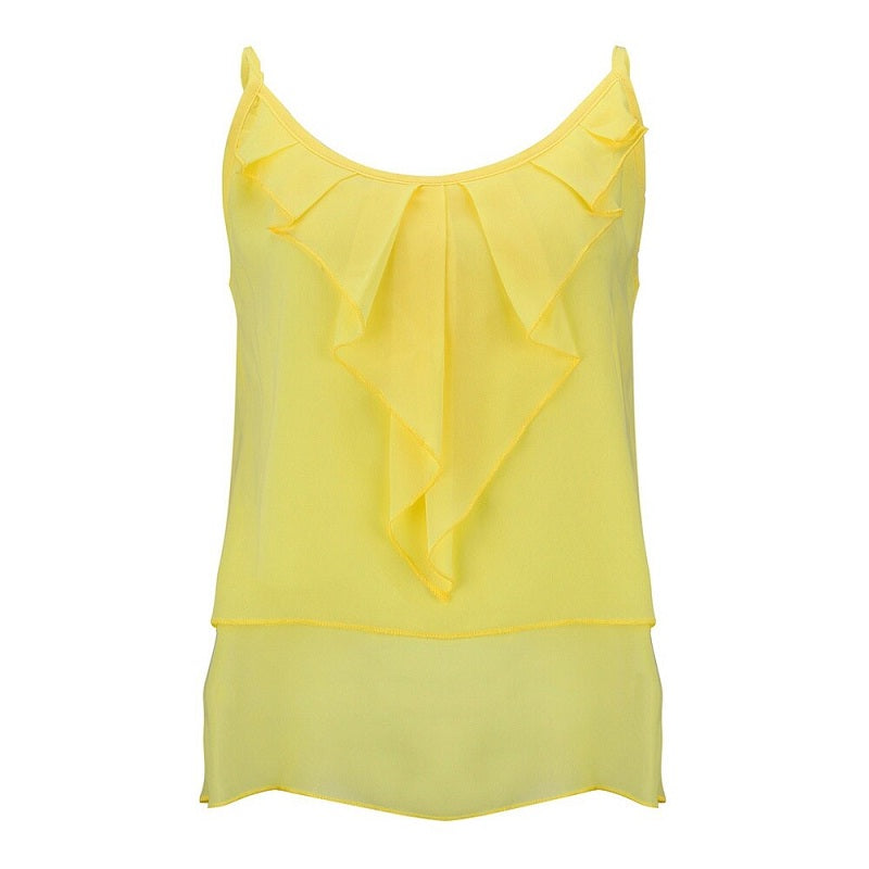 O Neck Tiered Strap Sleeveless Casual Chiffon Blouse Mssza