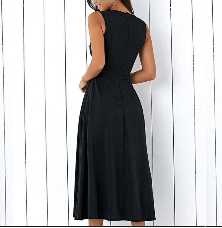 Plus Size Black A-line Party Sleeveless Pockets Dress Mssaz Desses