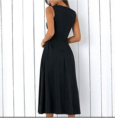 Plus Size Black A-line Party Sleeveless Pockets Dress Mssaz Desses