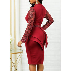 Clearance Plus Size Peplum Sequin Detail Dress Mssaz Desses