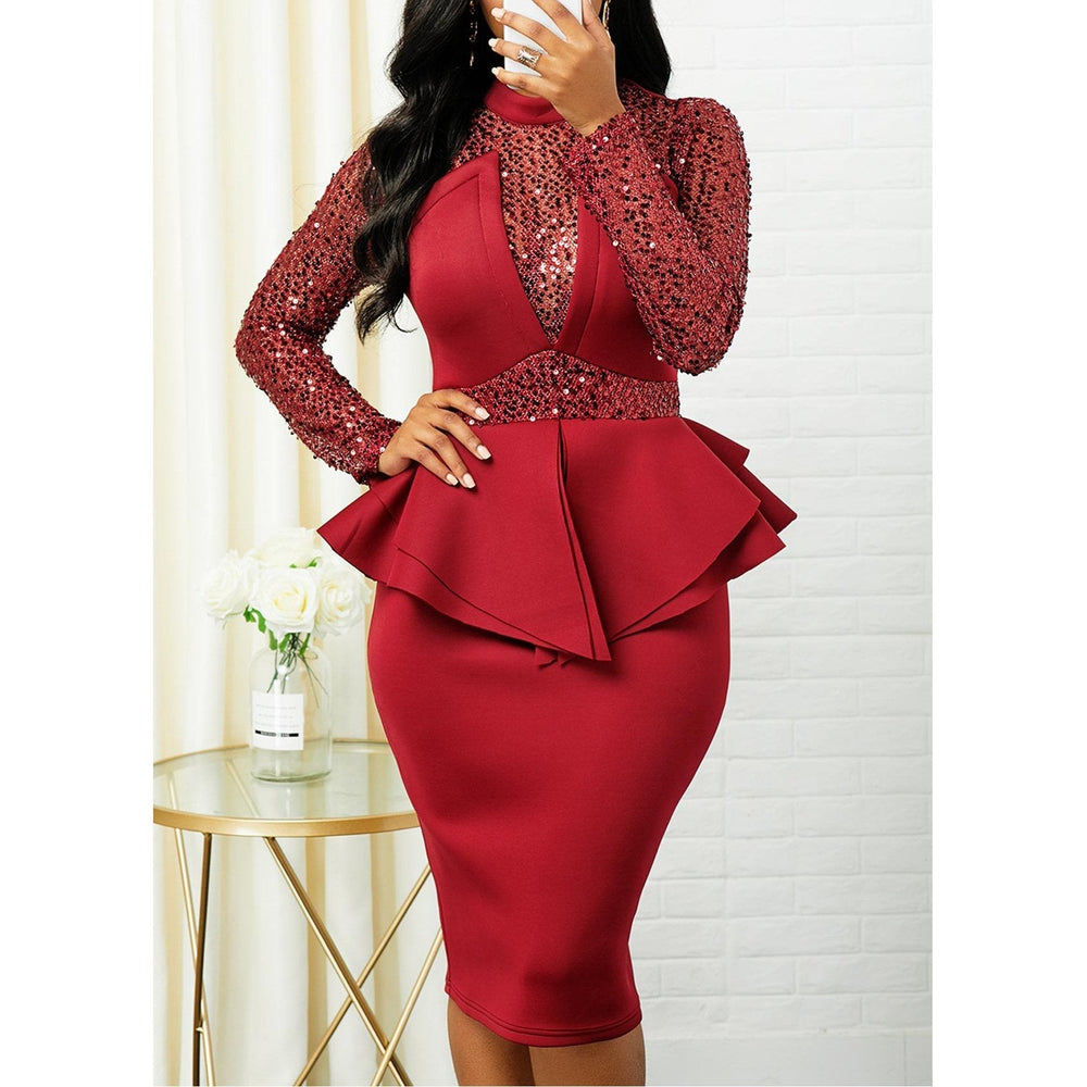 Clearance Plus Size Peplum Sequin Detail Dress Mssaz Desses