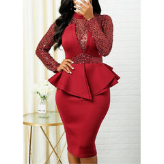 Clearance Plus Size Peplum Sequin Detail Dress Mssaz Desses
