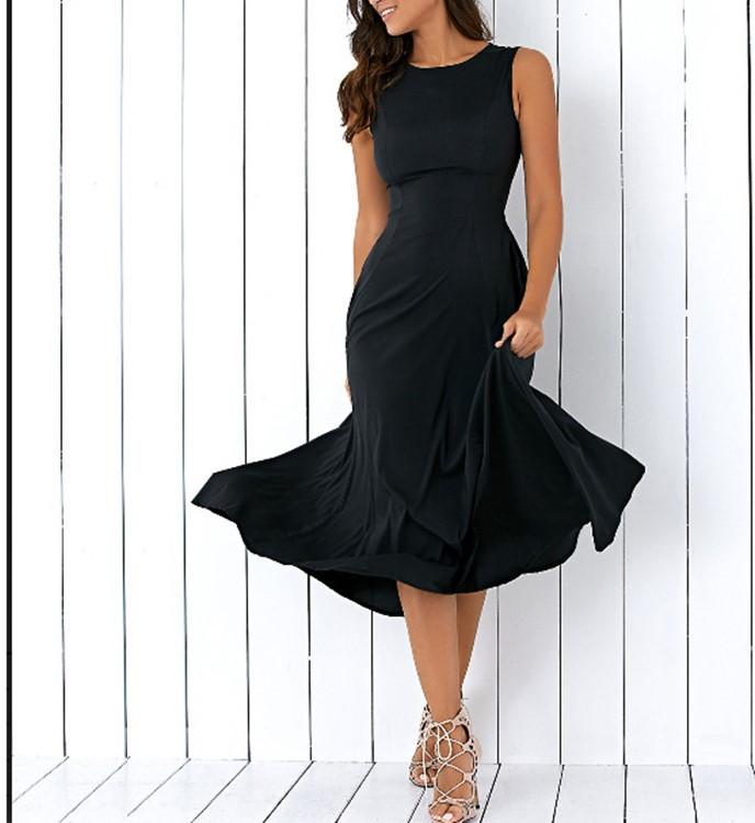 Plus Size Black A-line Party Sleeveless Pockets Dress Mssaz Desses
