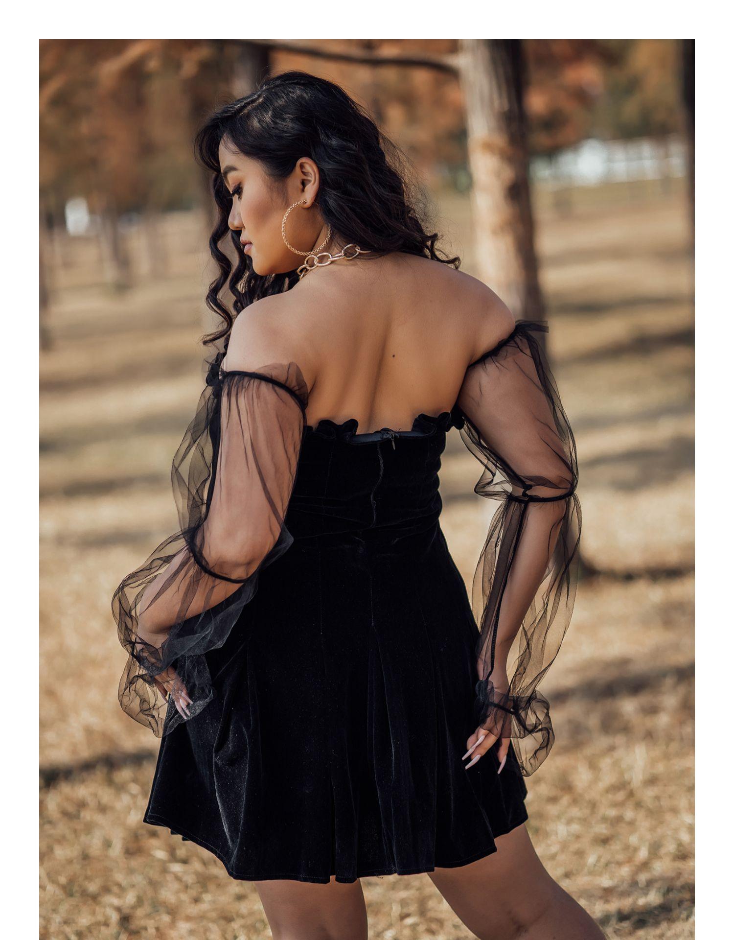 Off Shoulder Lantern Sleeve Mini Dress Mssaz Desses