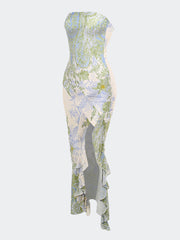 Floral  Slit Maxi Dress Mssaz Desses