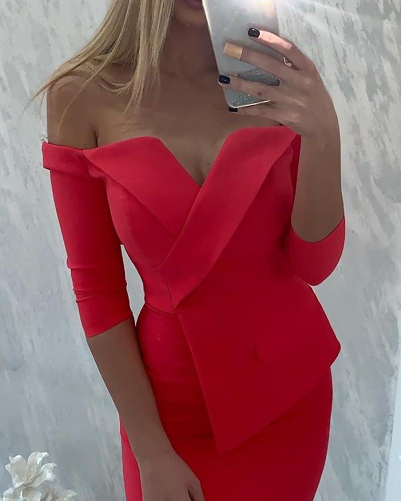 Off Shoulder Fake Two Piece Blazer Dress Women Mssaz Desses