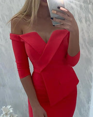 Off Shoulder Fake Two Piece Blazer Dress Women Mssaz Desses