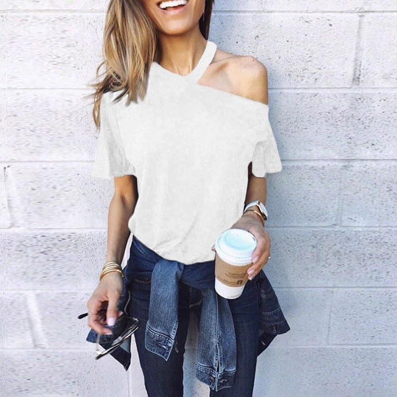 Off Shoulder Short Sleeve Casual Street Wear Blouse Mssza