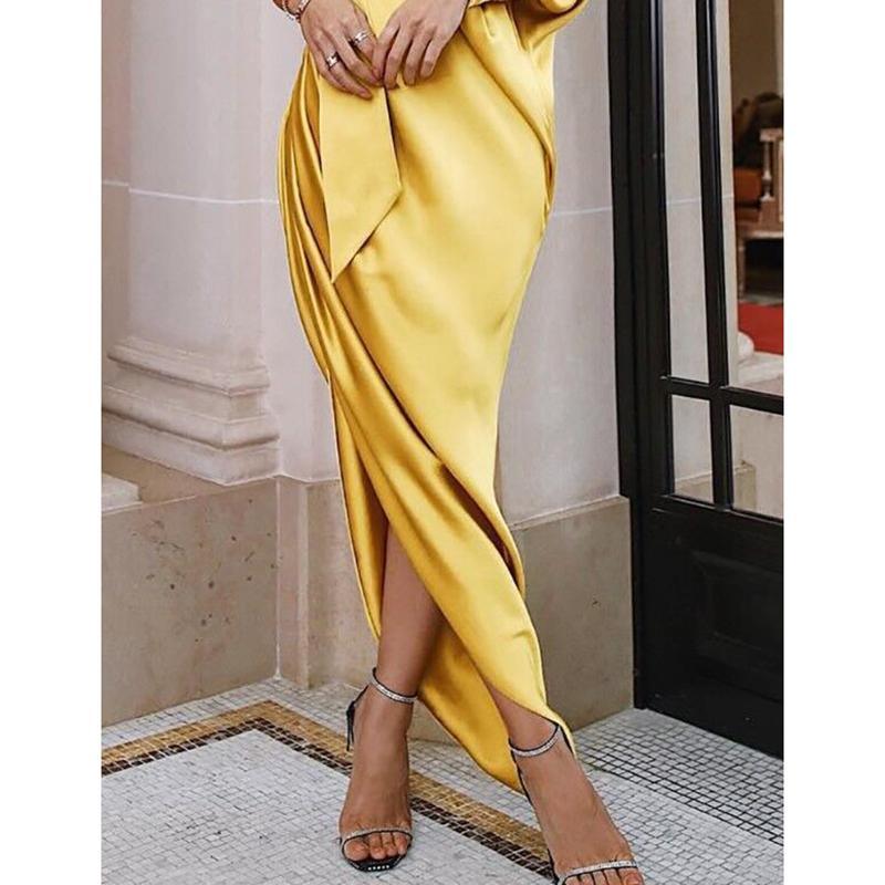 Off shoulder one sleeve wrap dress Mssaz Desses