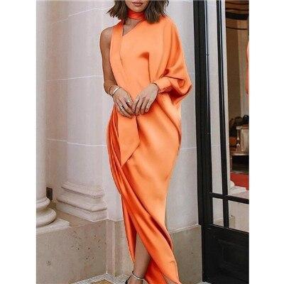 Off shoulder one sleeve wrap dress Mssaz Desses