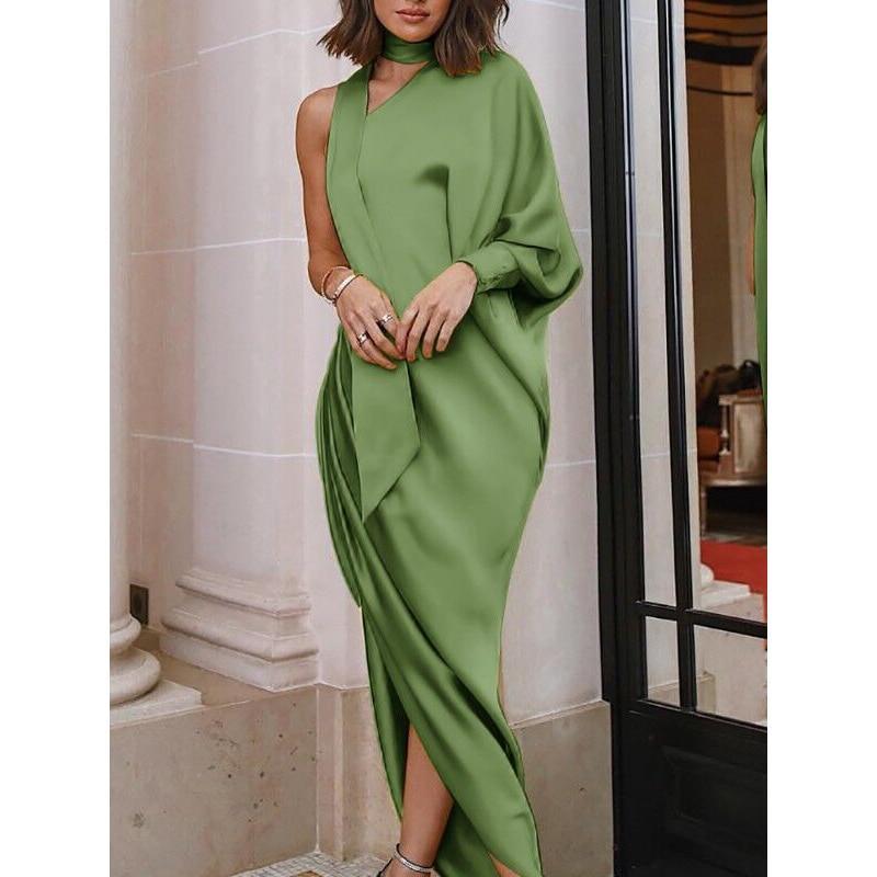 Off shoulder one sleeve wrap dress Mssaz Desses