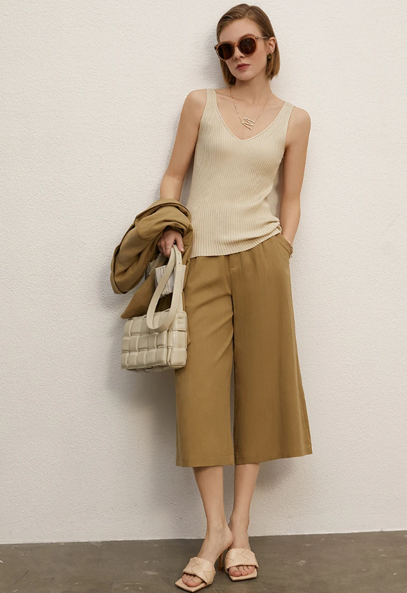 Office Lady Solid V-neck Slim Vest Tank Streetwear Camisole Tops Mssza