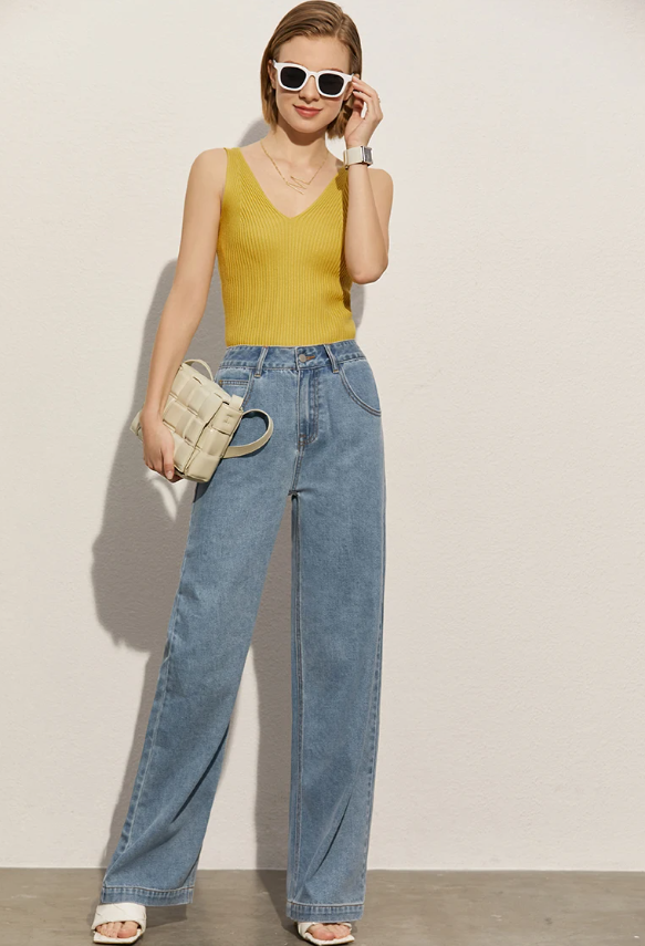 Office Lady Solid V-neck Slim Vest Tank Streetwear Camisole Tops Mssza