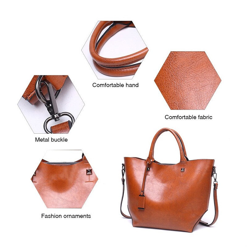 Oil Wax Big Tote High Capacity Leather Handbags Mssza