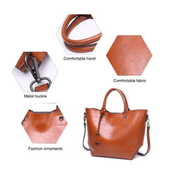 Oil Wax Big Tote High Capacity Leather Handbags Mssza