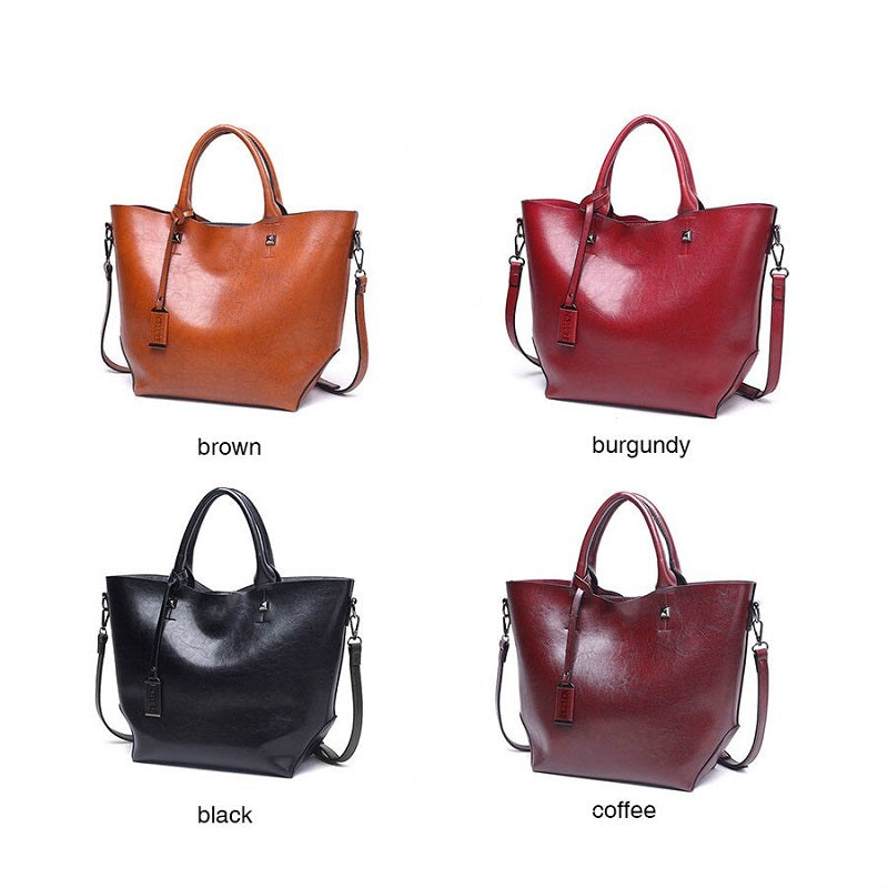 Oil Wax Big Tote High Capacity Leather Handbags Mssza