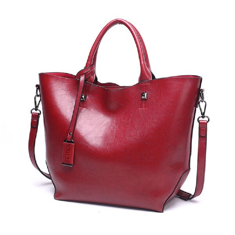 Oil Wax Big Tote High Capacity Leather Handbags Mssza