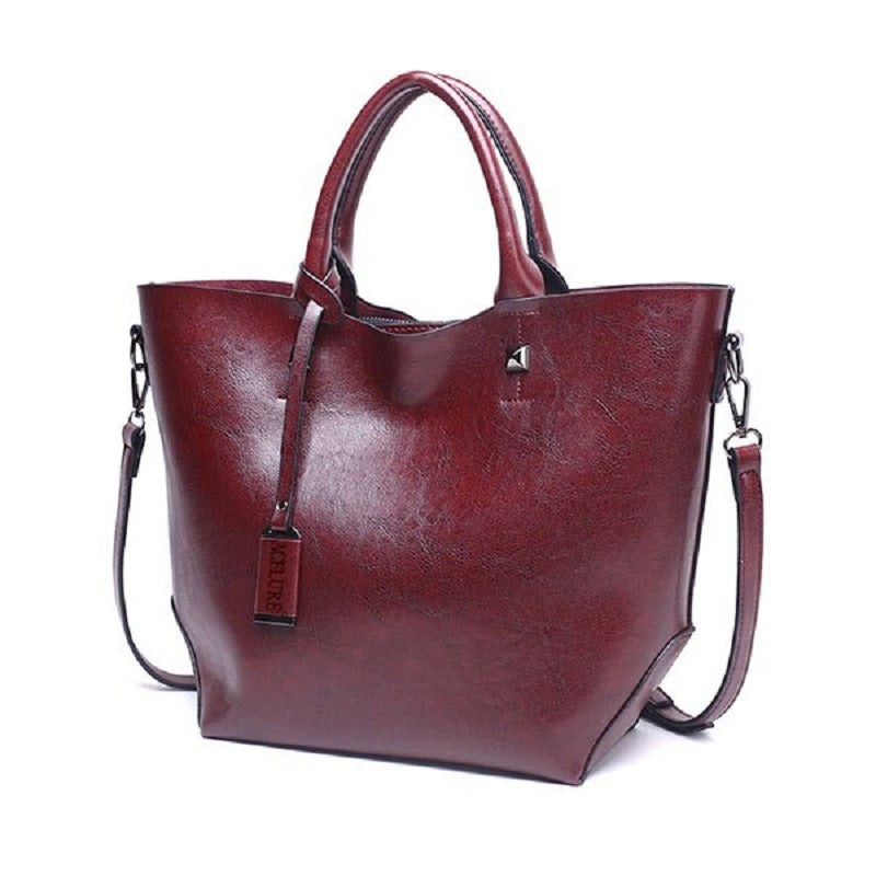 Oil Wax Big Tote High Capacity Leather Handbags Mssza