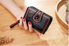 Oil Wax Pu Leather Closure Hasp Card Holder Wallet Mssza