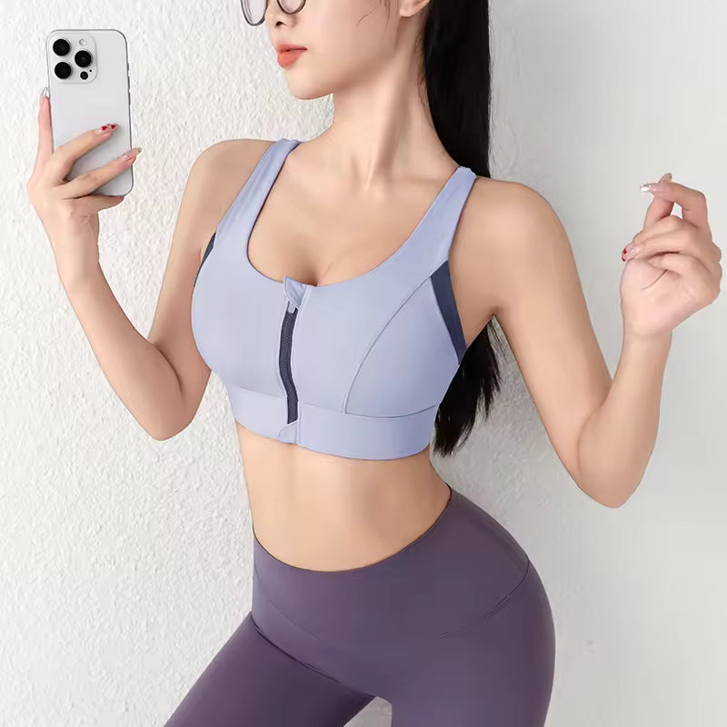 One-Piece High-Strength Shock-Proof Underwear Vested Front Zipper Yogo Sports Bra Mssza