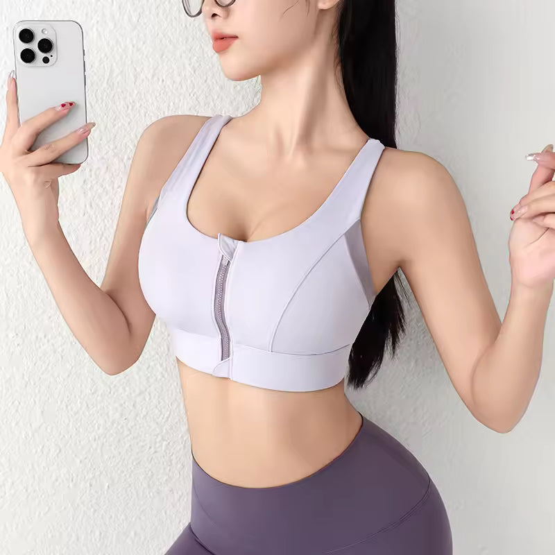 One-Piece High-Strength Shock-Proof Underwear Vested Front Zipper Yogo Sports Bra Mssza