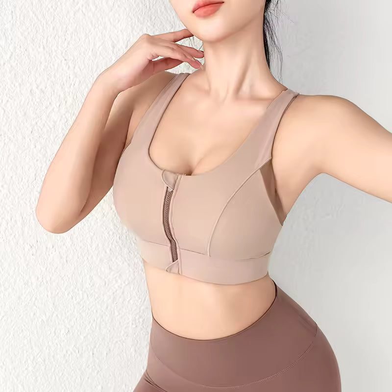 One-Piece High-Strength Shock-Proof Underwear Vested Front Zipper Yogo Sports Bra Mssza