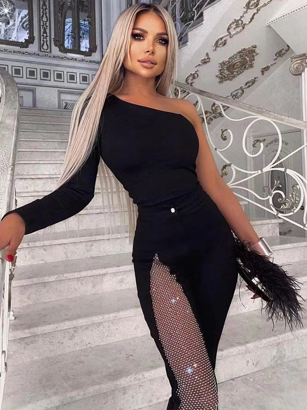 One Shoulder Bandage Party Rompers Jumpsuits Mssza