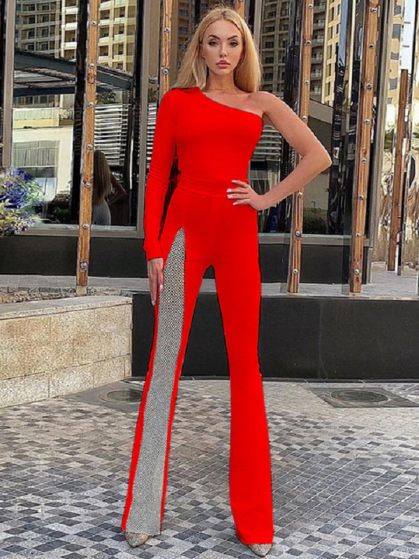 One Shoulder Bandage Party Rompers Jumpsuits Mssza
