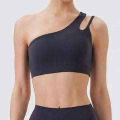 One Shoulder Shockproof Breathable Gym Yoga Running Bra Mssza