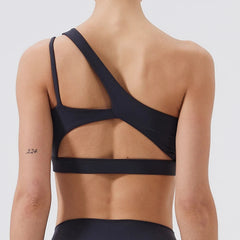 One Shoulder Shockproof Breathable Gym Yoga Running Bra Mssza